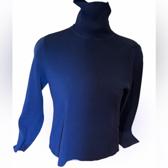 Chicos blue turtle neck sweater Sz 1 - Picture 1 of 11